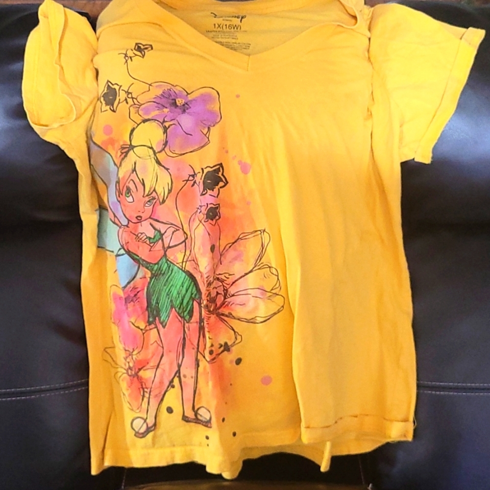 Yellow 1X Disney Tinkerbell shirt Plus Size